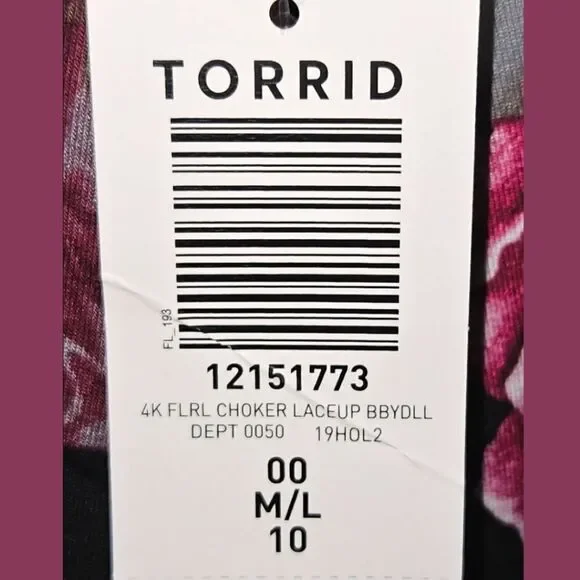 NEW TORRID SUPER SOChocker Lace- UP Babyโdoll Tee - Picture 15 of 16